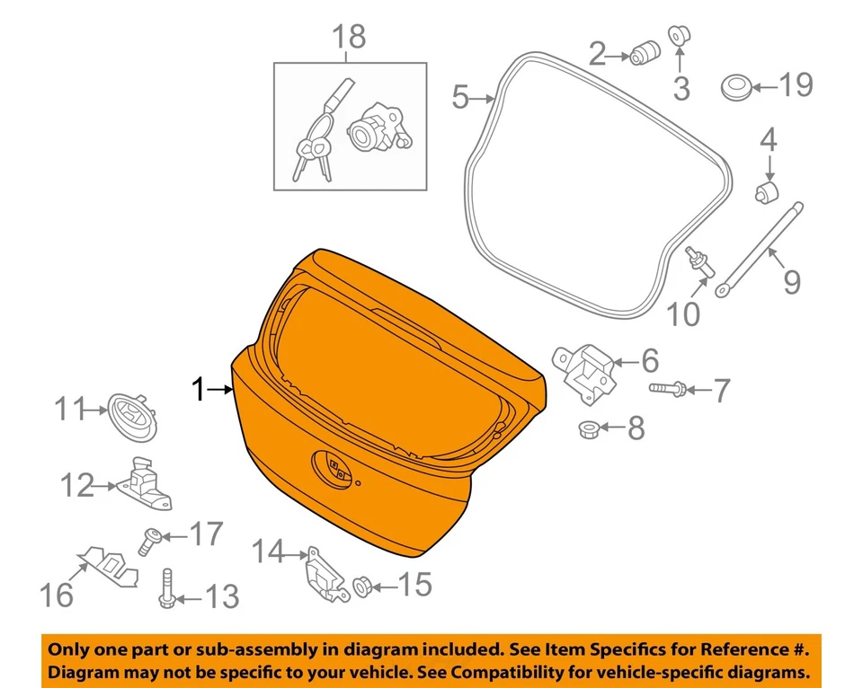 Tapa de cubierta usada se adapta a: Hyundai Accent Htbk 2014 con alerón trasero grado A Foto 3 de 4