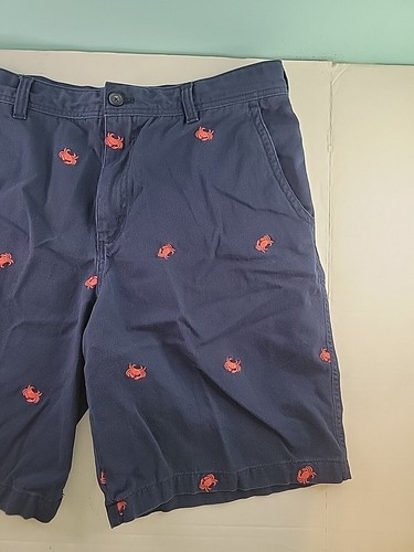 IZOD Navy Blue Shorts Mens 36 Schiffli Allove Embroidered Crab Pattern Mens - Picture 4 of 15