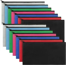 14 Pack Money Bank Bags with Zipper Security Bank Deposit Money Pouch Multico...