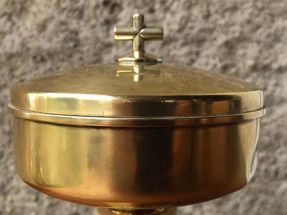 Ciboire Calice Art Déco Vermeil Argent Massif Doré à l'or fin Antique Ciborium - Photo 4/4