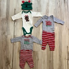 6 Piece Lot of Infant Baby Christmas Clothes Outfits Onsies Newborn