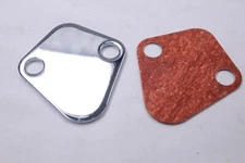 Chrome BBC Big Block Chevy Fuel Pump Block Off Plate Gasket 396 427 454 Hot Rod