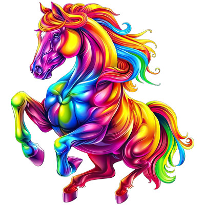 Rainbow Horse Sticker 4'' Beautiful Colorful Vivid Bright Summer Vibrant Jump