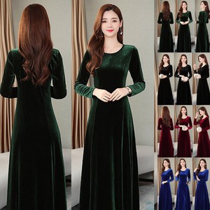 long sleeve velvet swing dress