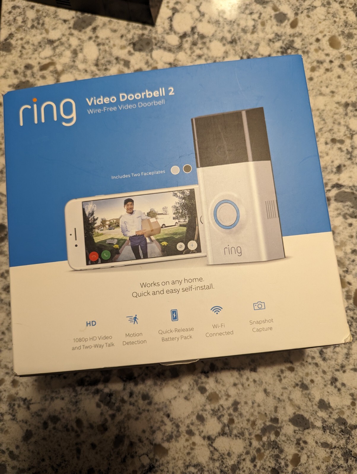 Ring Doorbell 2 with HD Video 1080P, Motion Activated Alerts With Extra Battery-image