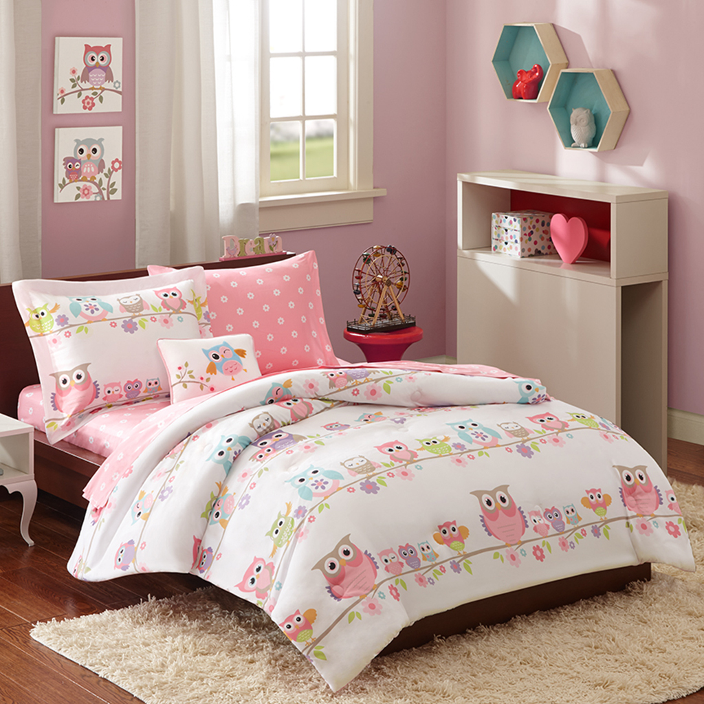 Cute Polka Dot Bed In A Bag – Girls Comforter Set With Sheets, Pink Purple White Blue, Microfiber - View #3