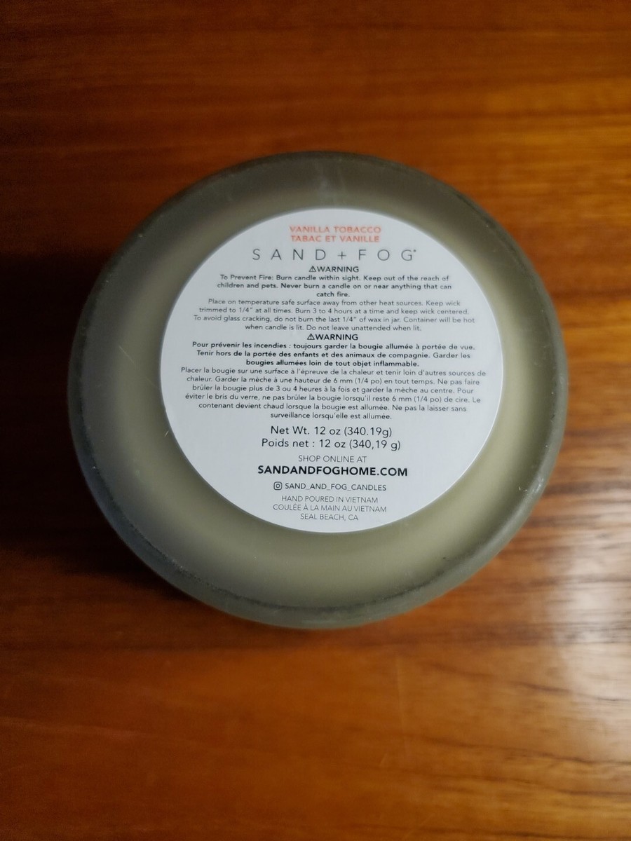 sand and fog vanilla tobacco candle Sand + Fog Vanilla Tobacco Scented Candle 12 Oz Soy Wax Blend NEW 2 Wick