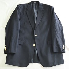Chaps Ralph Lauren 46L Navy Blue Gold Button 100 Wool Blazer Sport Coat Jacket