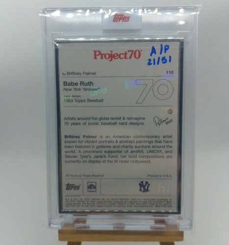 Topps Project 70 #115 Babe Ruth 1963 AP Artist Proof by Brittney Palmer 21/51 - Bild 2 von 3