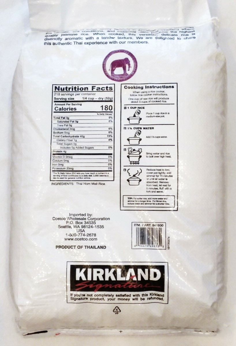 25 LB BAG Kirkland Signature Thai Hom Mali JASMINE RICE Long Grain