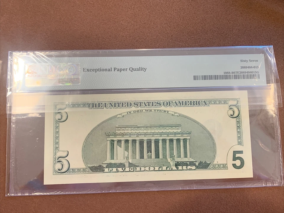 2001 $5.00 FRN New York- FR1988B- CBA Block- PMG- Superb Gem- 67 EPQ - Image 2 of 2