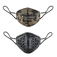 Spike Rivet Leather Mask Bullet Zipper Outdoors Biker Motorcycle Half Face Masks