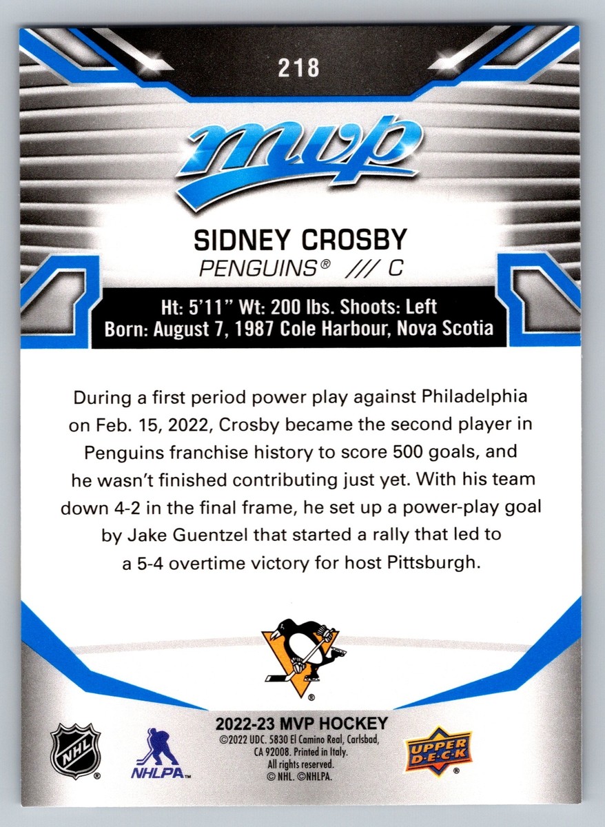 2022-23 Upper Deck MVP Blue Script #218 Sidney Crosby Pittsburgh