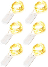 Fairy Lights Battery Operated, 6 Pack 7Ft 20LED, Waterproof Silver Wire Mini