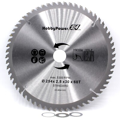Kreissägeblatt 60Z Sägeblatt 254x30 für Einhell Tischkreissäge TC-TS 2025/2 eco