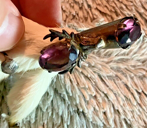 VERY RARE DOUBLE AMETHYST Ward Bros Sterling Silver Grouse Foot Scot Kilt Pin - Picture 13 of 18
