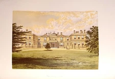 1880 Old Print = SWITHLAND HALL = Castles Great Britain = CHROMOLITHOGRAPH V2