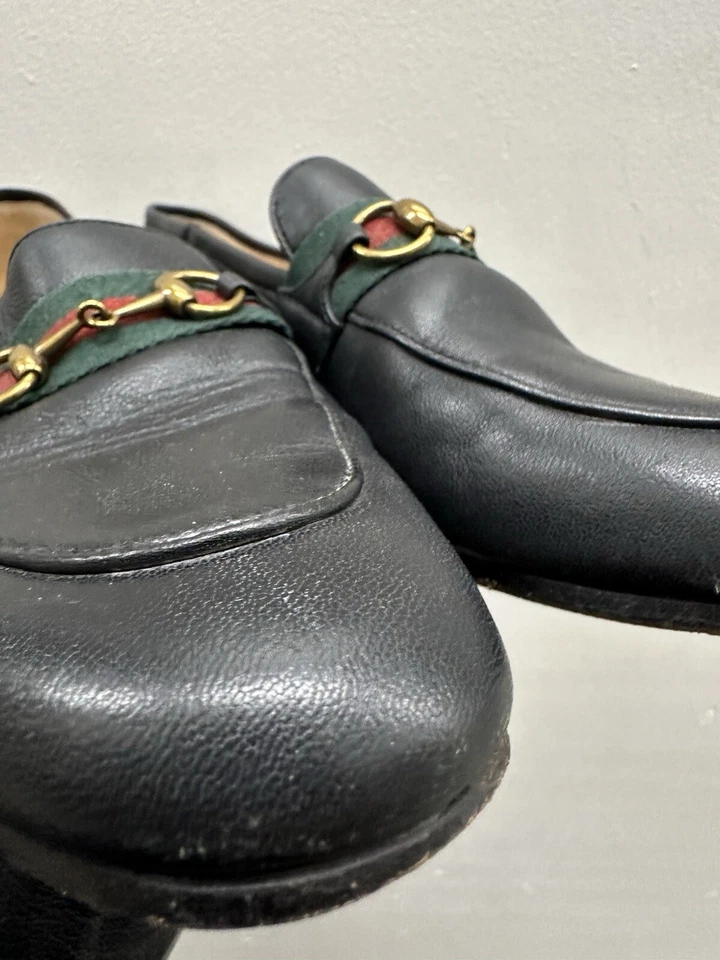 Mocassim GUCCI LISTRADO DE COURO PRETO HORSEBIT JORDAAN PRINCETOWN EU 38 EUA 8 - Imagem 2 de 4