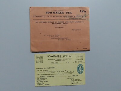 Bowmaker Ltd. Lansdowne Quittung für Vauxhall 14 Limousine GMC123, Motoring Ephemera