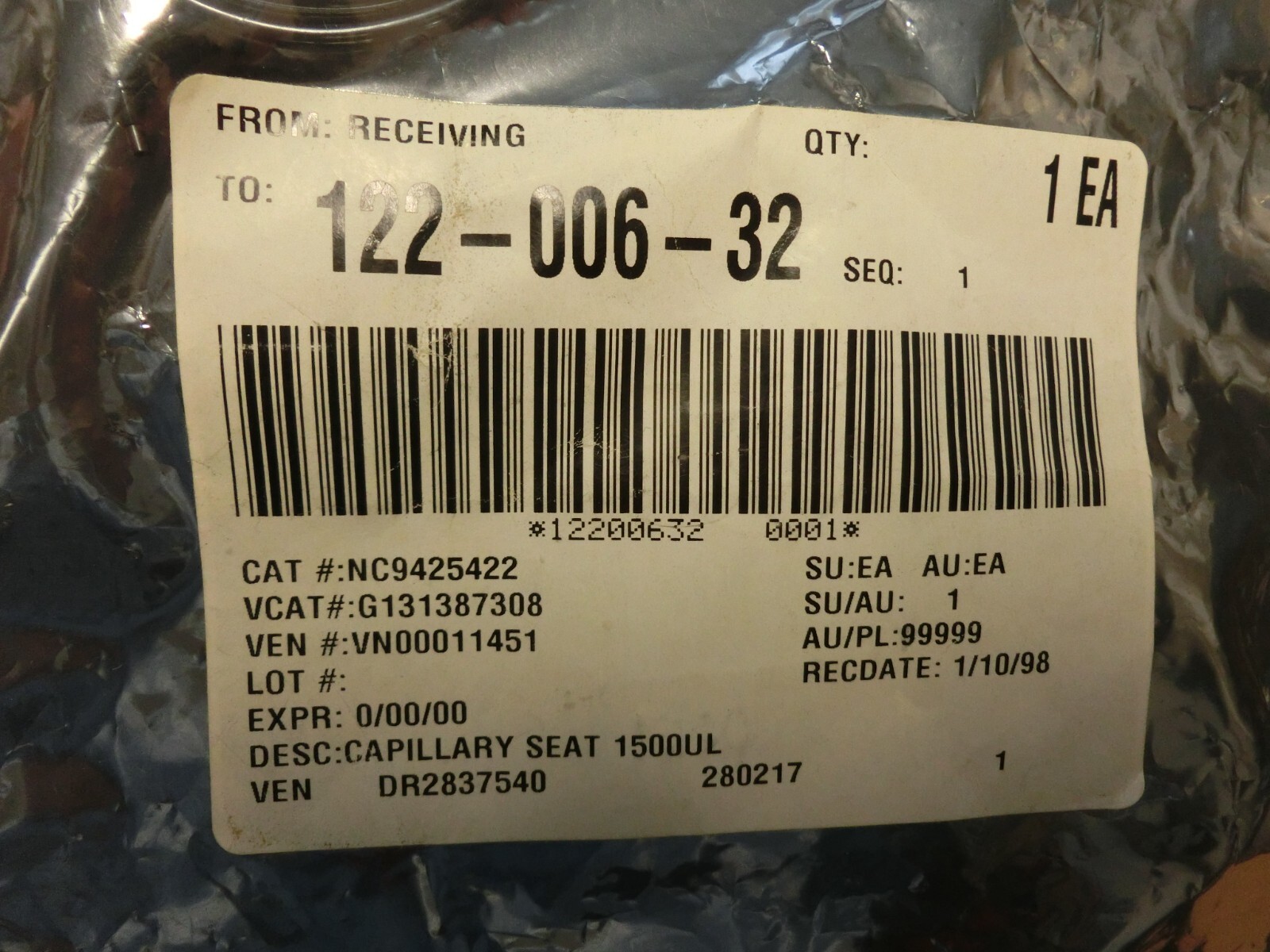 HP Agilent G1313-87308 Seat Capillary 1.5 mL 0.9 mm ID capillary HPLC