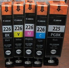 NEW 5-PK GENUINE CANON PIXMA PGI-225 PGBK CLI-226 BK C M Y INK CARTRIDGE SET OEM