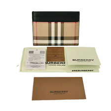 NWT BURBERRY SANDON CANVAS LEATHER CHECK CARD CASE WALLET