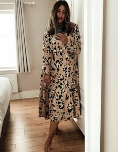 h&m leopard midi dress
