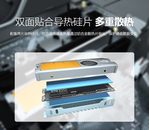 M.2 NVME PCIE SSD Cooler Copper Substrate Heatsink Radiator Fin 4Pin PWM Min Fan - Picture 7 of 10
