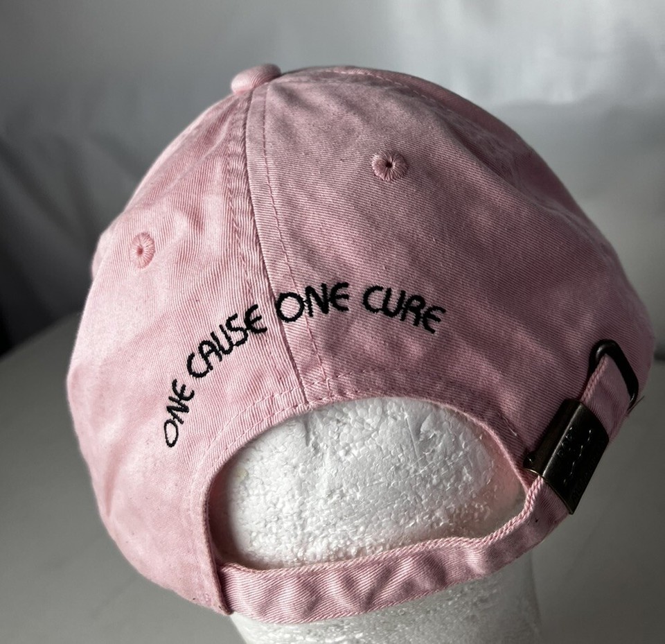 Breast Cancer Awareness Hat Cap Logo One Cause One Cure Adjustable Pink