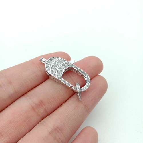 lobster clasp 12x24mm 18k gold Filled cubic zirconia micro pave rectangle clasp - Picture 7 of 14