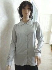 Vintage Blouse Grey with Scalloped Collar  Size 10 (#0962)