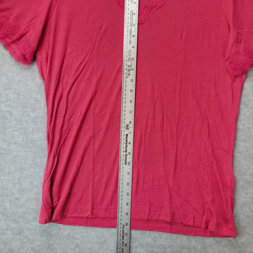 WinterSilks T Shirt Short Sleeve Cerise V Neck Base Layer Lace Womens L NWT - Picture 5 of 10