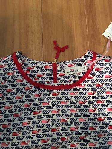 Vineyard Vines Shift Dress American Flag Whale Size 10 Cotton Girls - Picture 4 of 9
