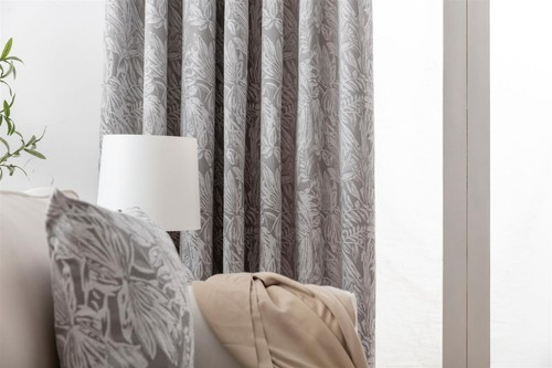Botanic Chenille Fully Lined Jacquard Eyelet Ring Top Curtains Pair, 3 colours - Picture 6 of 23