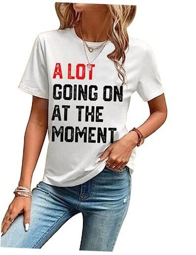 Damen lässig kurzärmelig Tops Country Konzert Outfit Buchstabe X-Small 1-weiß