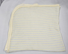 Gerber Thermal Baby Blanket White Green Yellow Gray Stripe Cotton Swaddle