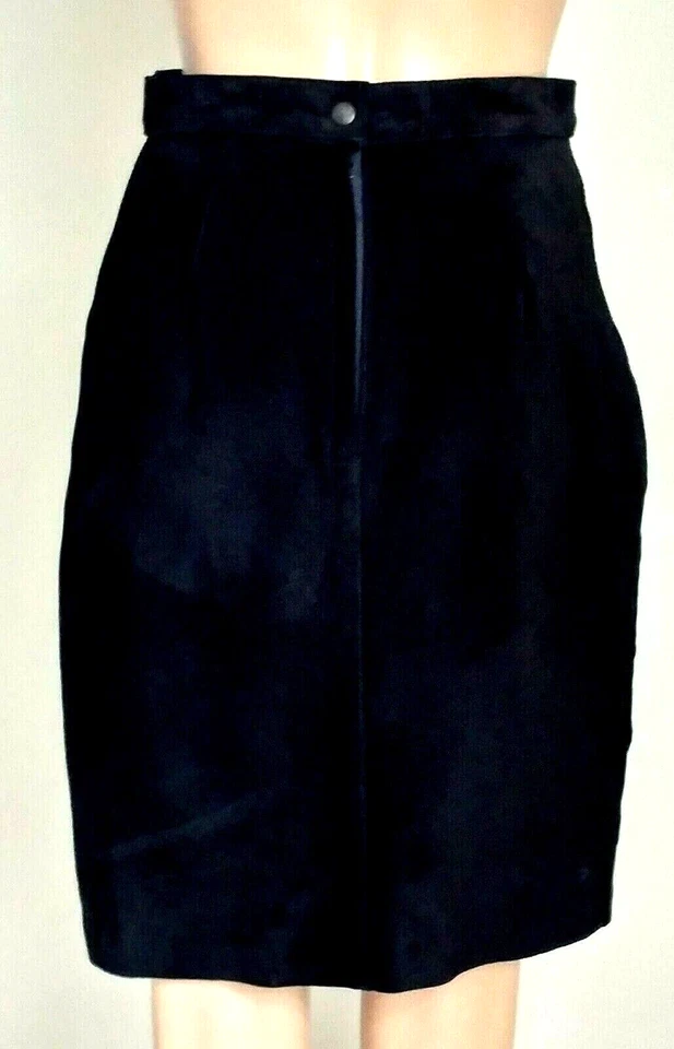Falda lápiz vintage de gamuza negra Comint de los años 80, hasta la rodilla, talla 7/8 Foto 3 de 4
