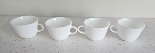 Vintage PYREX Milk Glass Coffee Tea Cups Mugs SET OF (4)