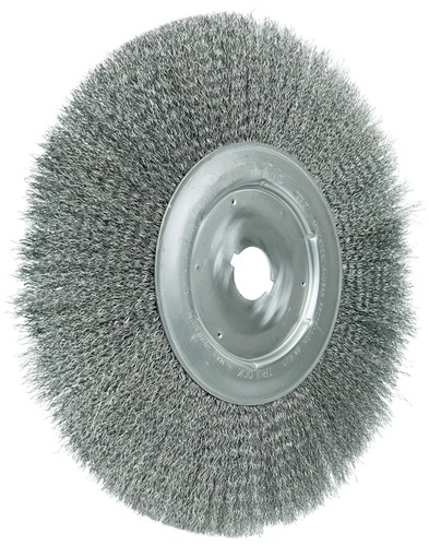01329 12" Narrow Face Crimped Wire Wheel, .014" Steel Fill, 1-1/4" Arbor Hole... - Picture 2 of 3