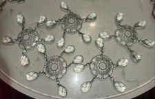 VTG Lot Of 5 Chandelier Parts 4” Bobeche W/ 5 Brass Pin 2” Large Prisms