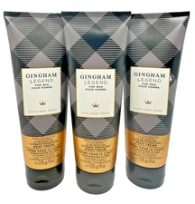 Bath & Body Works LOT of 3 Tubes Gingham Legend For Men Body Cream Lotion 8 oz