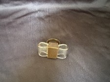 Kate Spade Clear Bow Ribbon Cocktail Ring Size 6 Gold Tone