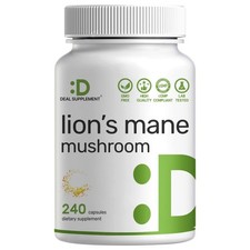 Deal Supplement Lion's Mane Mushroom Extract 240 Capsules Fruiting Body Mycelium