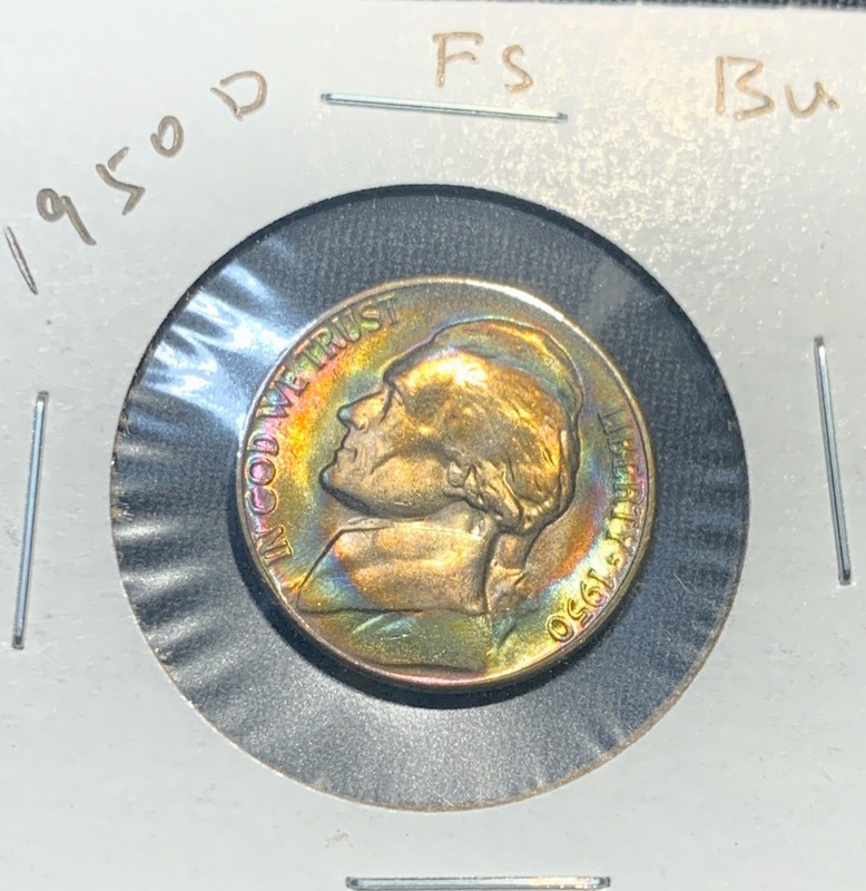 1950 - D - Jefferson Nickel - Full Steps- Gem BU - TONED