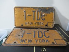 Paire De 2 Plaques D’Immatriculation Vintage NEW YORK 1-TDC États-Unis Neuf
