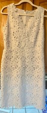 Ann Taylor White Floral Lace Light Blue Underlay Sheath Style Dress Size 6