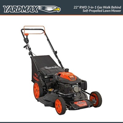 YARDMAX 22 in. 201 cc 6 Speed CVT High Wheel RWD 3-in-1 Gas Walk Behind Mower