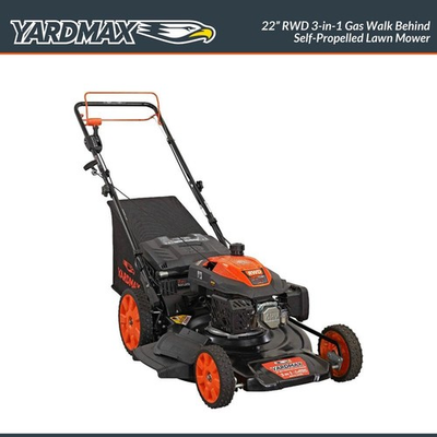 #ad YARDMAX 22 in. 201 cc 6 Speed CVT High Wheel RWD 3 in 1 Gas Walk Behind Mower $399.95