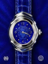 RARE FRANCK MULLER GIANNI VERSACE BLUE MEDUSA ALLIGATOR WATCH # 41