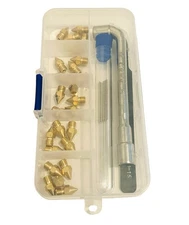 24Pcs 3D Printer Accessories 0.4mm MK8 Brass Extruder Nozzles Cleaning Tools Kit